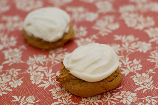 Pumpkin Cookies with Cream Cheese Icing from Tikkido
