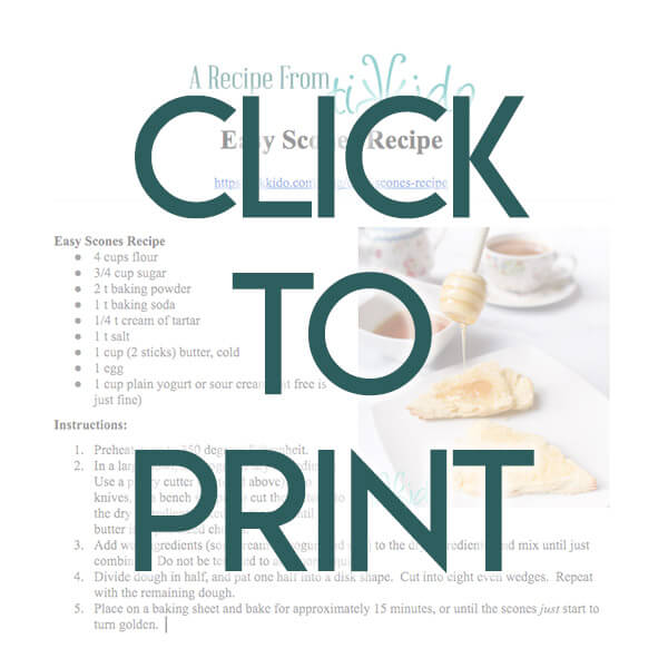 Easy Scones Recipe Navigational image leading reader to printable easy scones recipe.
