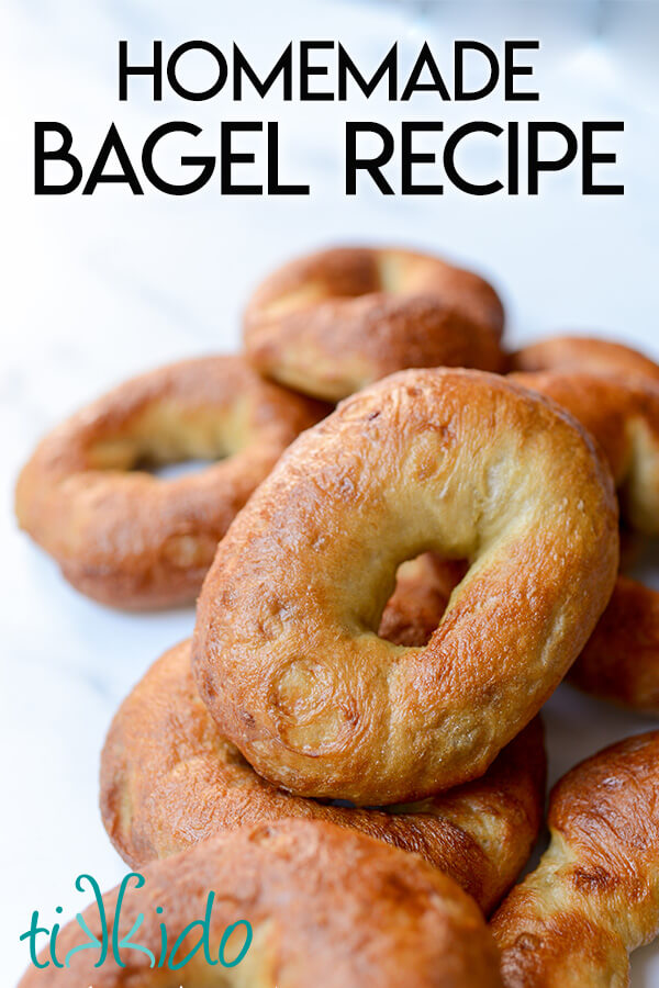 bagel recipe Homemade bagels made with an easy bagel recipe, on a white marble surface.